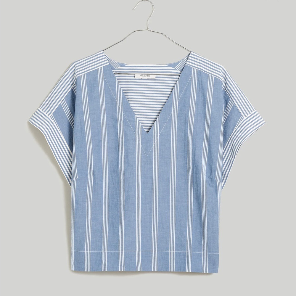 NWT Madewell Crinkle Cotton Boxy Top in Mixed Stripe, Small
